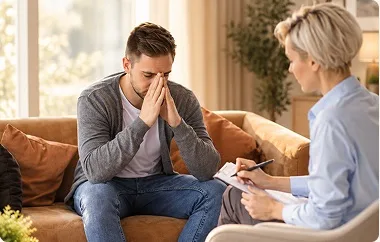 Client and therapist discussing practical strategies