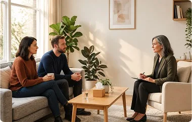 Couple in a guided therapy session