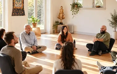 Small group taking part in a therapy workshop